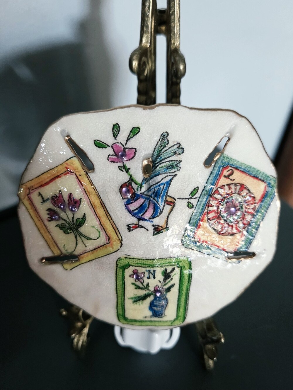 Handcrafted Natural Sand Dollar Nite Light Mahjong Inspired Design